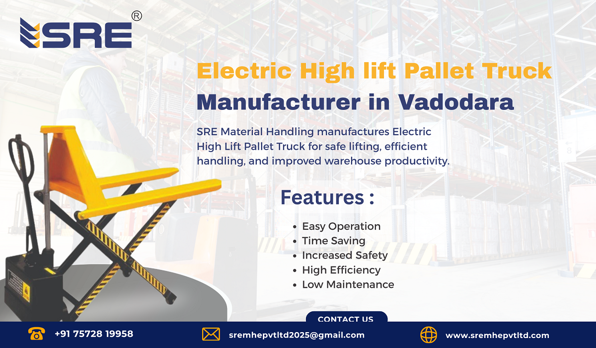 electric high lift pallet truck manufacturer in vadodara gujarat