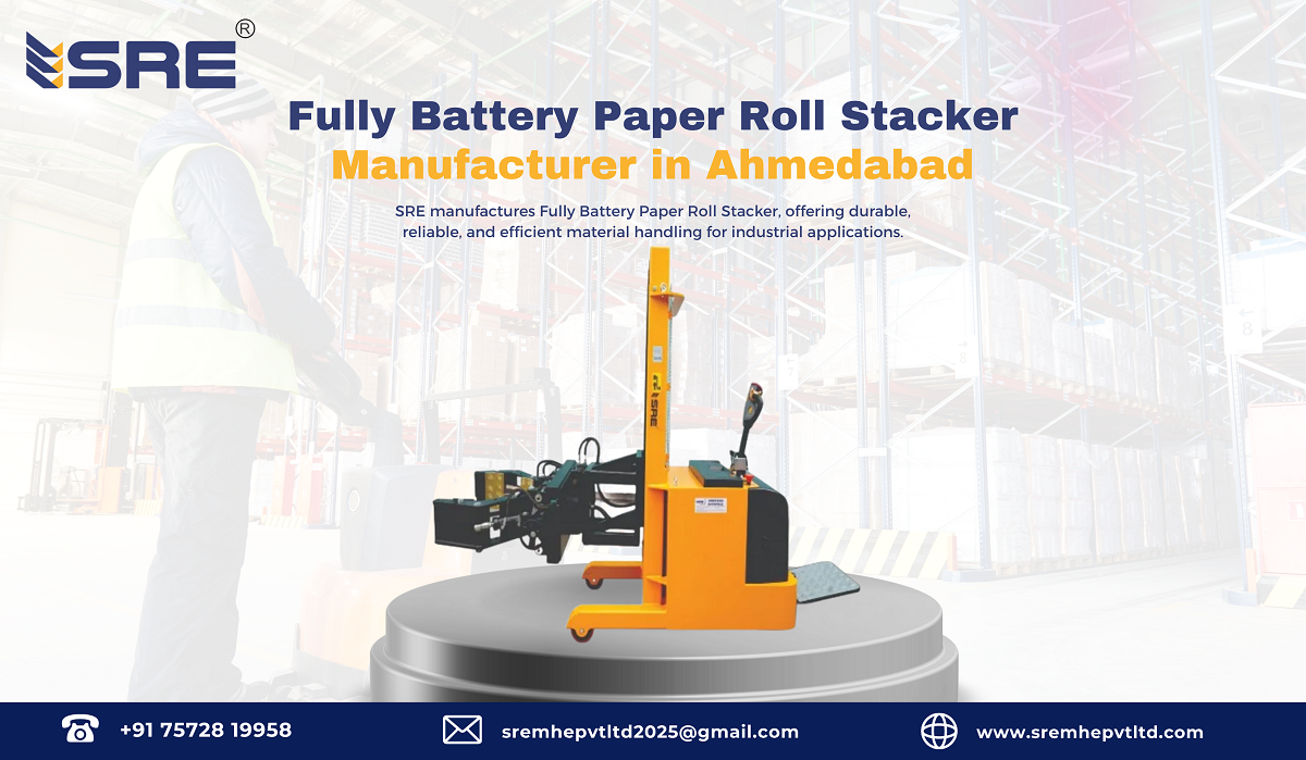 fully battery paper roll stacker manufacturer in ahmedabad