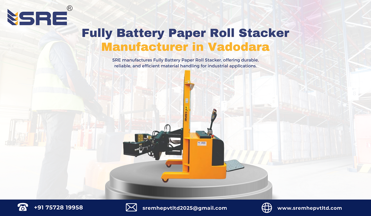 fully battery paper roll stacker manufacturer in vadodara