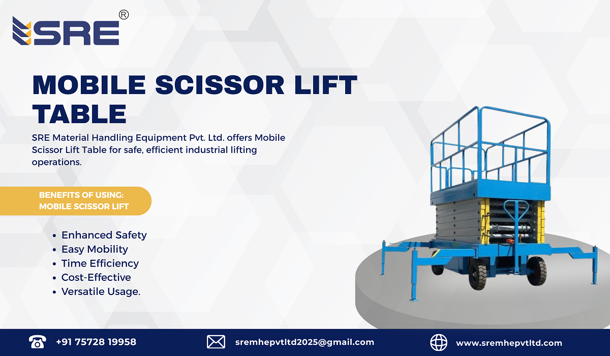 mobile scissor lift table manufacturer in ahmedabad gujarat india