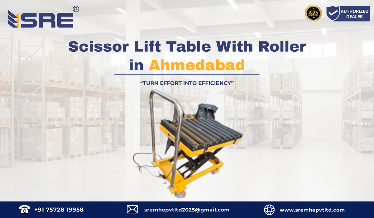 scissor lift table with roller in ahmedabad