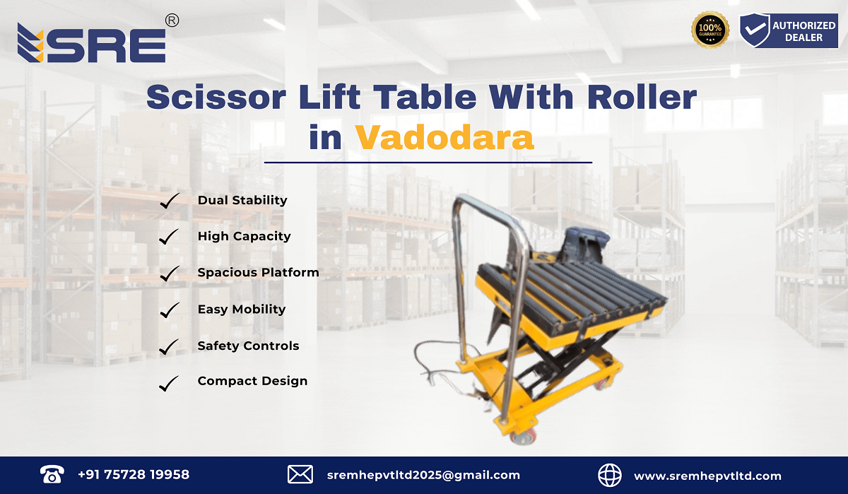 scissor lift table with roller in vadodara