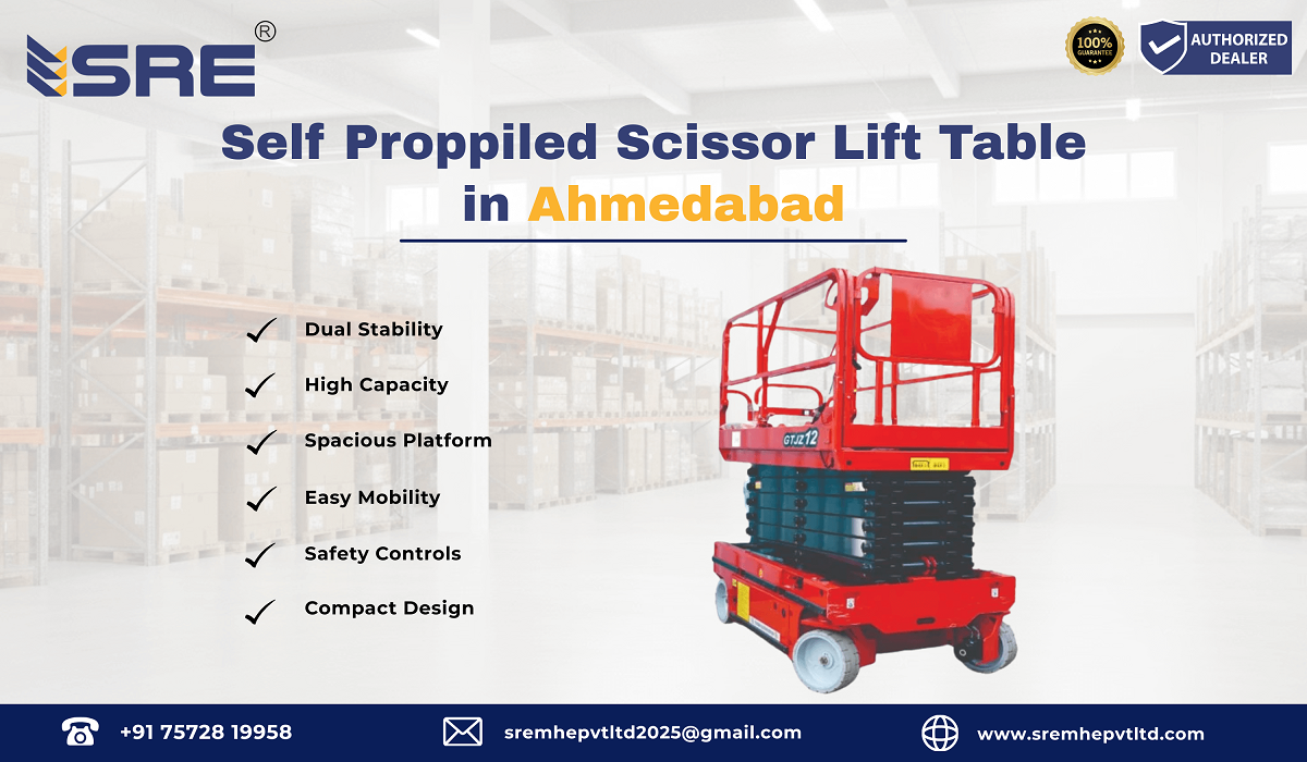 self proppiled scissor lift table in ahmedabad