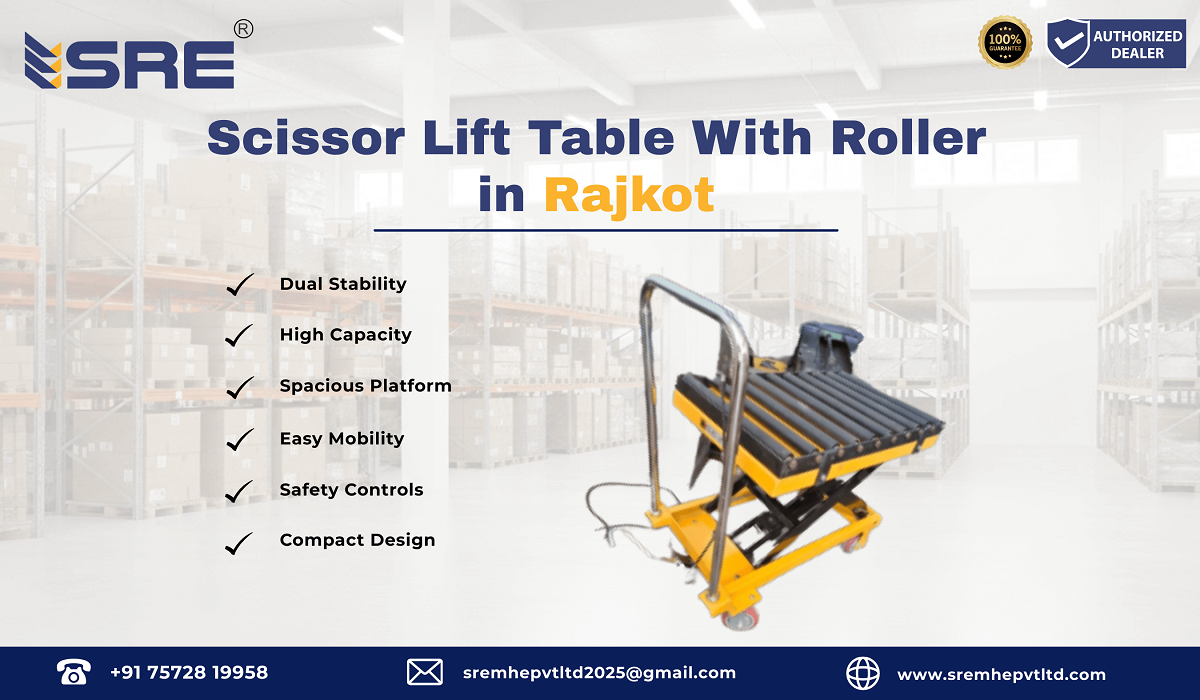 scissor lift table with roller in rajkot