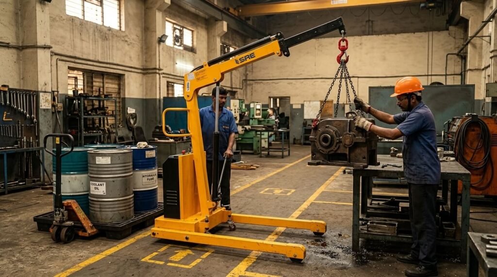 Fully Battery Floor Crane use