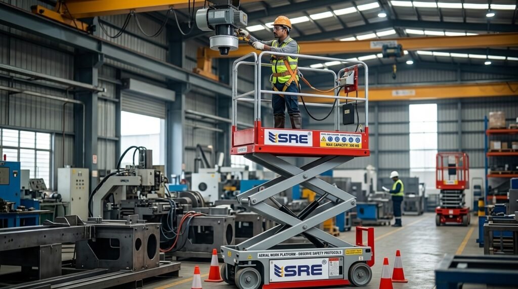 Industrial machine Repairing with Scissor Lift