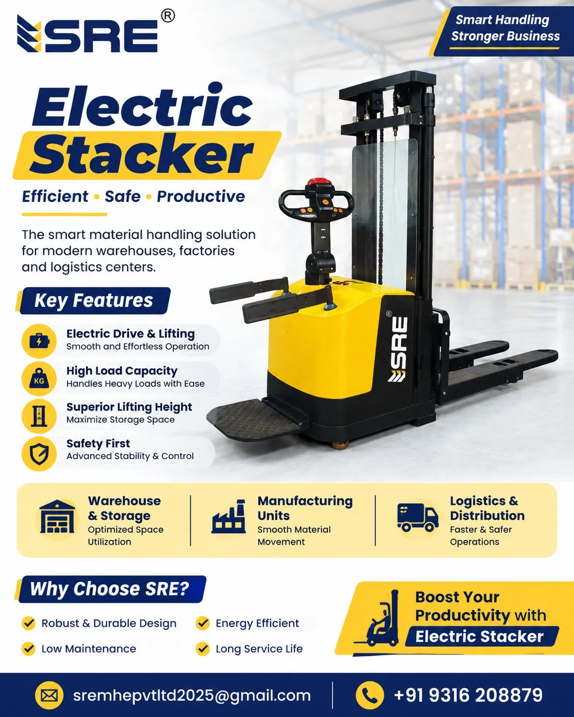 Electric Stacker for Warehouse
